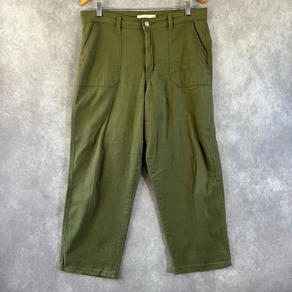 Levi's Utility Pant Womens 31 Green High Rise Straight Leg Crop Cargo *See Desc*